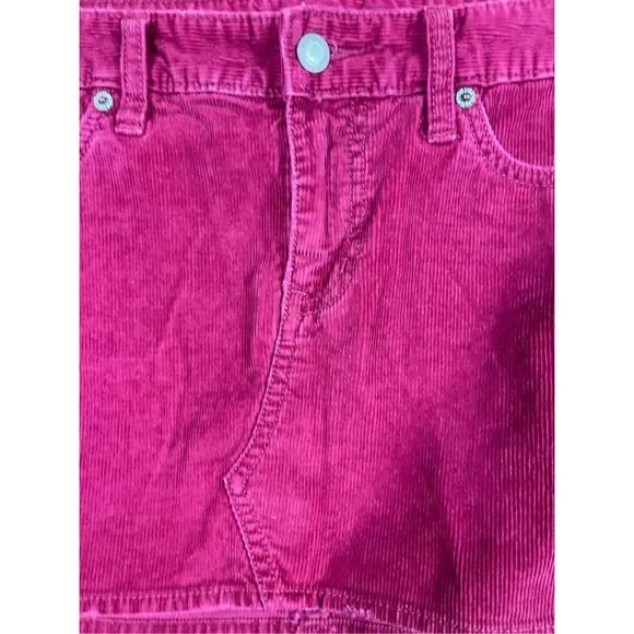 American Eagle Outfitters Women's 100 % Cotton Magenta Pink Corduroy Distressed - Picture 5 of 12
